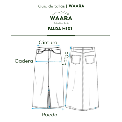 Falda de Jean Midi Azul Oscuro | Sierra WAARA