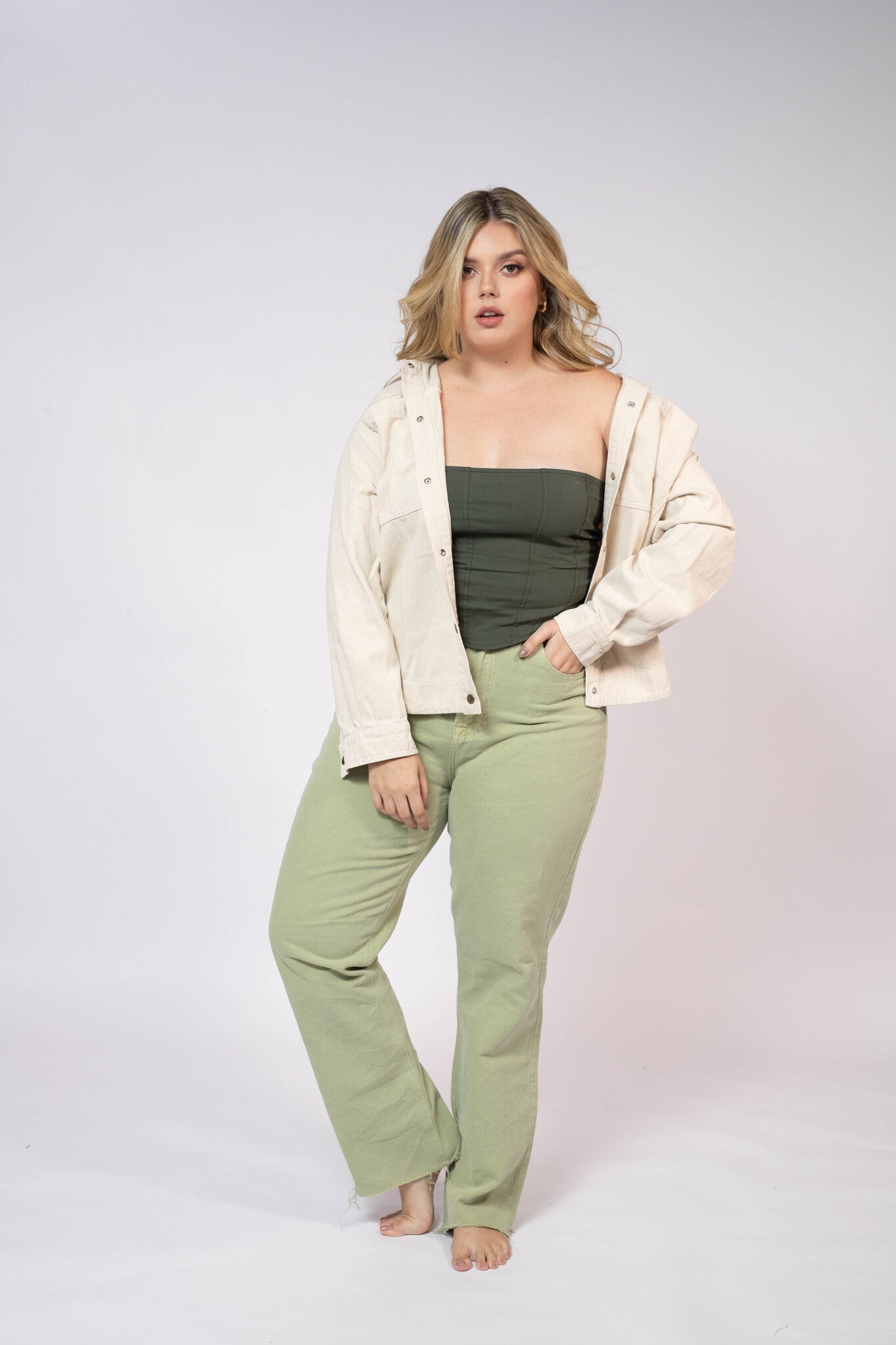 Jean Bota Recta Verde para Mujer | Galera WAARA