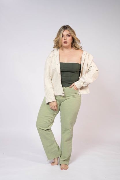 Jean Bota Recta Verde para Mujer | Galera WAARA