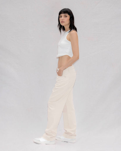 Jean Bota Recta Blanco para Mujer | Galera WAARA