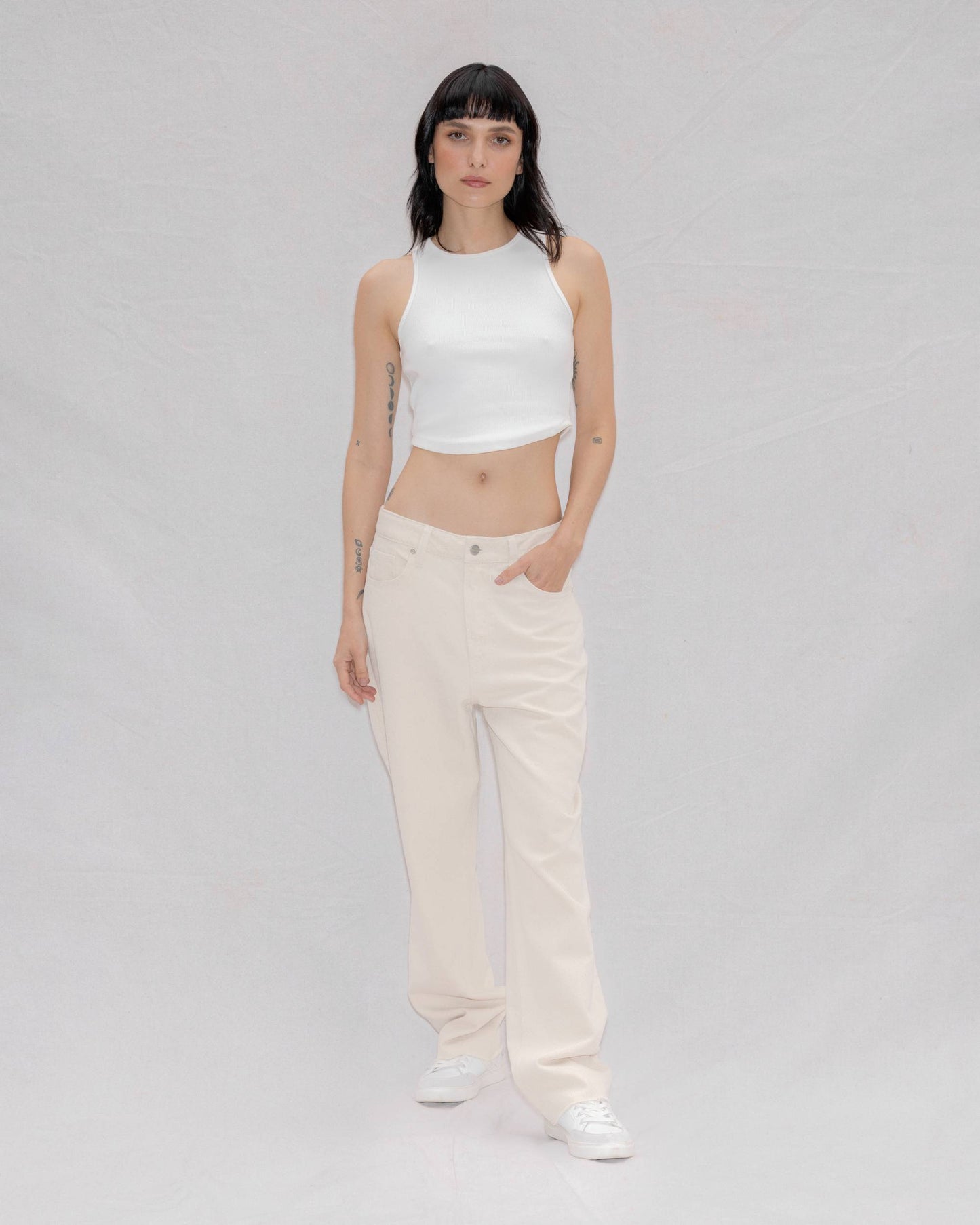 Jean Bota Recta Blanco para Mujer | Galera WAARA