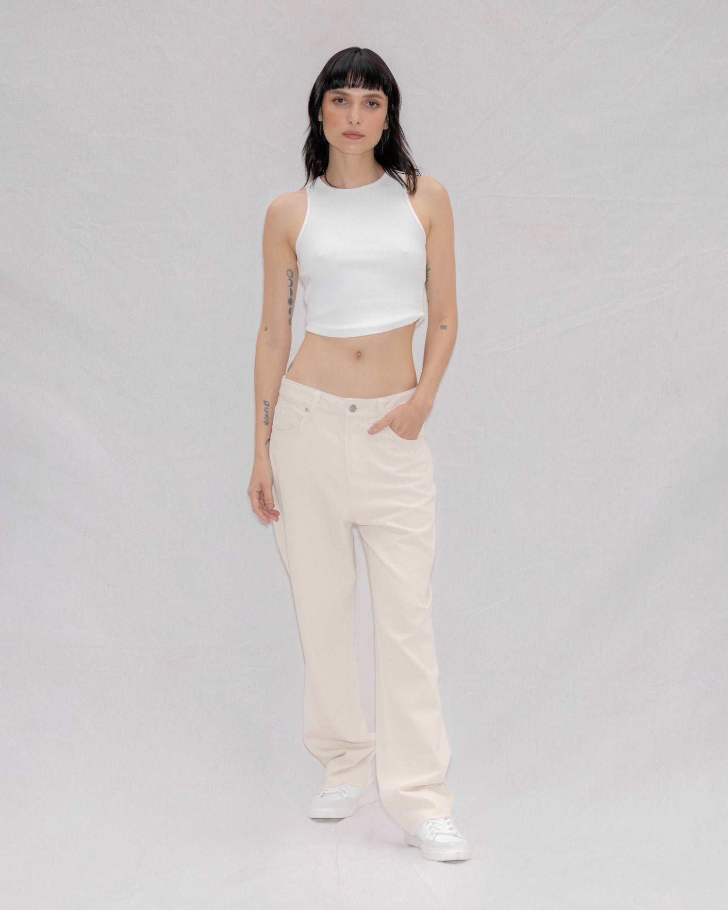 Jean Bota Recta Blanco para Mujer | Galera WAARA