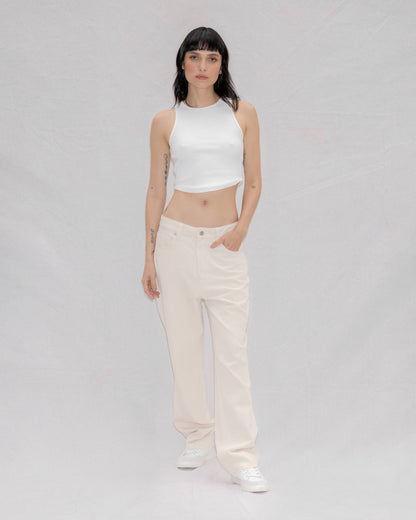 Jean Bota Recta Blanco para Mujer | Galera WAARA