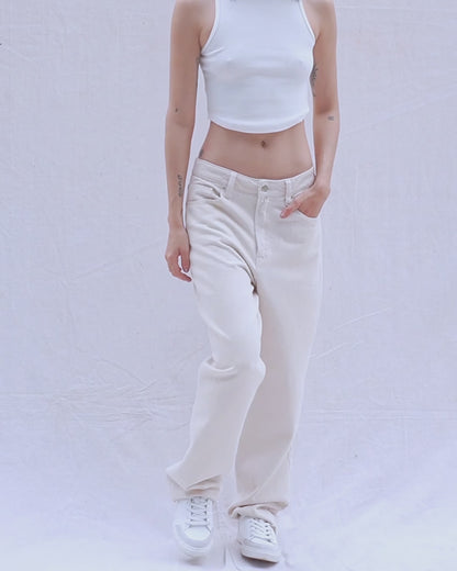 Jean Bota Recta Blanco para Mujer | Galera WAARA