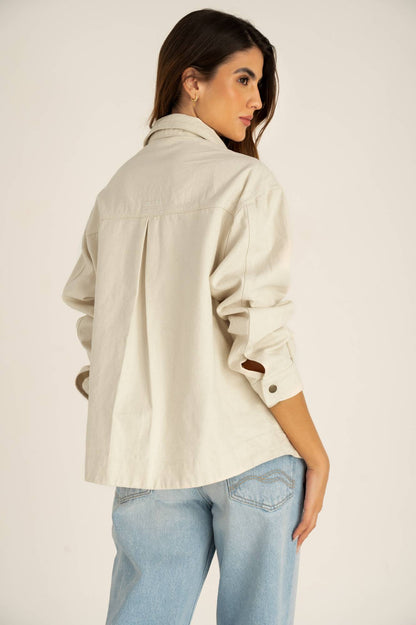 Chaqueta blanca de jean para mujer waara