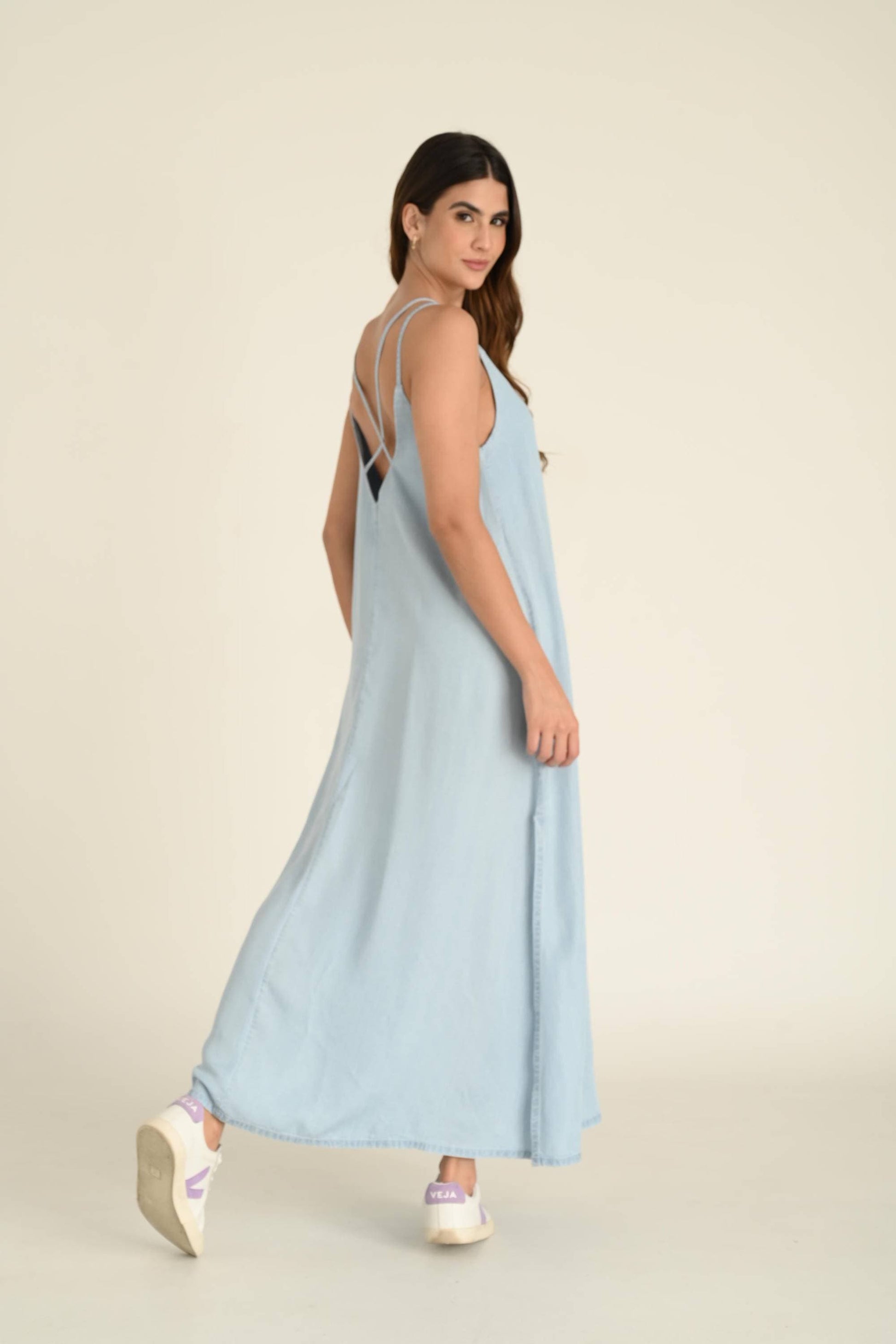 vestidos en jean azul waara 